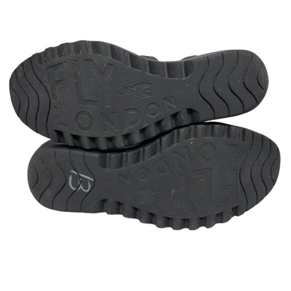 Fly London Yuke Sandal Wedge Heel Strappy Lace up Black Leather EU 38 US 7.5-8 - Picture 10 of 11